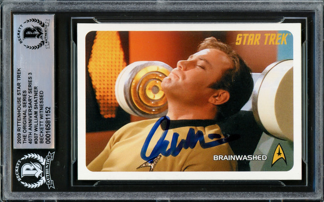 William Shatner Autographed 2009 Rittenhouse Star Trek 40th Anniversary Card #307 The Original Series Captain Kirk Beckett BAS Stock #228061