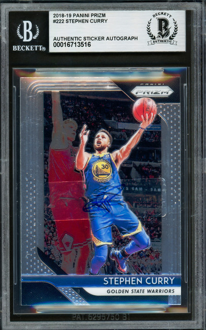Stephen Curry Autographed 2018-19 Panini Prizm Card #222 Golden State Warriors Beckett BAS Stock #227997