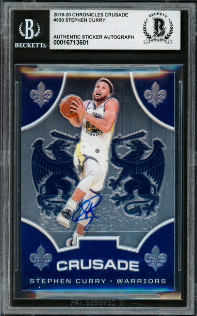 Stephen Curry Autographed 2019-20 Panini Crusade Card #530 Golden State Warriors Beckett BAS Stock #228000