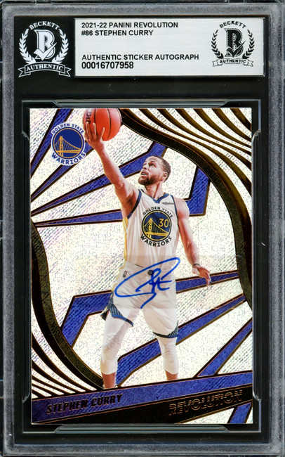 Stephen Curry Autographed 2021-22 Panini Revolution Card #86 Golden State Warriors Beckett BAS Stock #228005