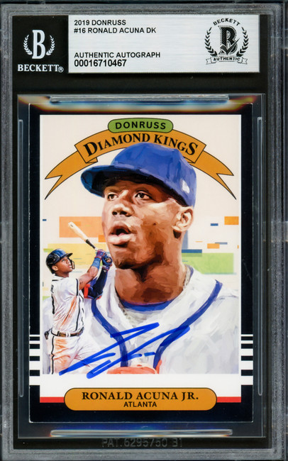 Ronald Acuna Jr. Autographed 2019 Donruss Diamond Kings Card #16 Atlanta Braves Beckett BAS #16710467