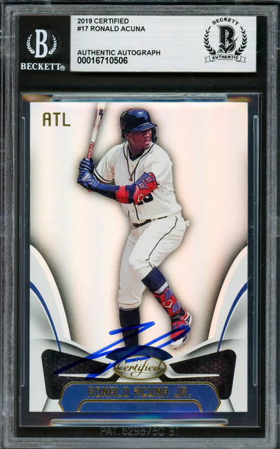 Ronald Acuna Jr. Autographed 2019 Panini Certified Card #17 Atlanta Braves Beckett BAS #16710506