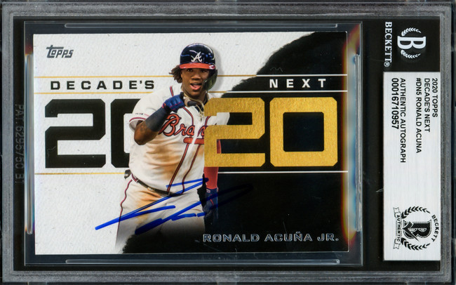 Ronald Acuna Jr. Autographed 2020 Topps Decade's Next Card #DN5 Atlanta Braves Beckett BAS #16710957