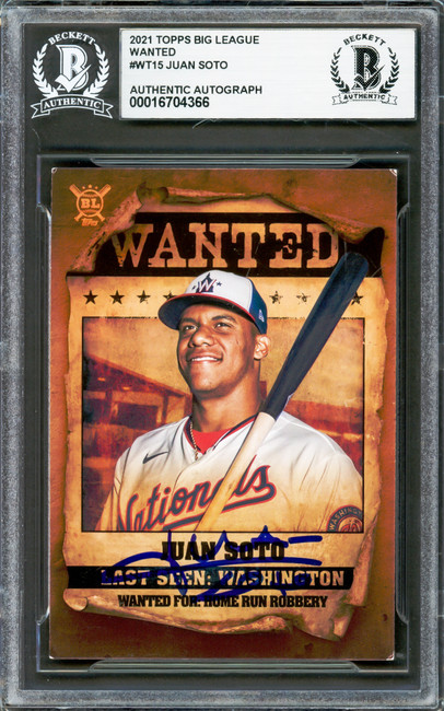 Juan Soto Autographed 2021 Topps Big League Wanted Card #WT15 New York Yankees Beckett BAS #16704366