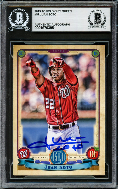 Juan Soto Autographed 2019 Topps Gypsy Queen Card #57 New York Yankees Beckett BAS #16703951