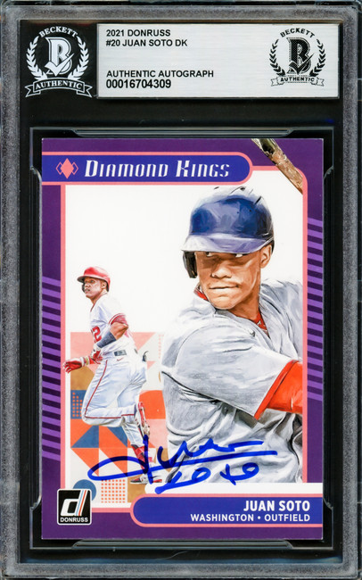 Juan Soto Autographed 2021 Donruss Diamond Kings Card #20 New York Yankees Beckett BAS #16704309