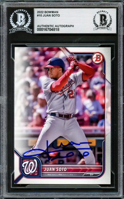 Juan Soto Autographed 2022 Bowman Card #10 New York Mets Beckett BAS #16704818 Juan Soto Autographed 2022 Bowman Card #10 New York Mets Beckett BAS #16704818