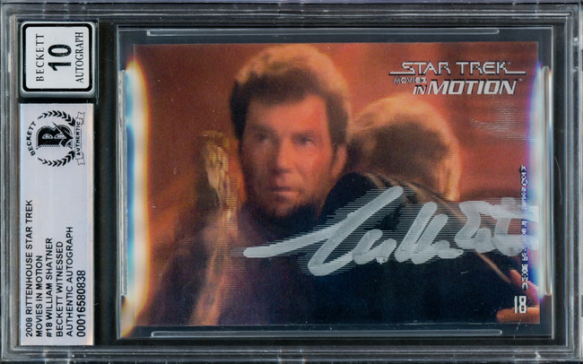 William Shatner Autographed 2008 Rittenhouse Movies In Motion Card #18 Star Trek Captain Kirk Auto Grade Gem Mint 10 Beckett BAS #16580838