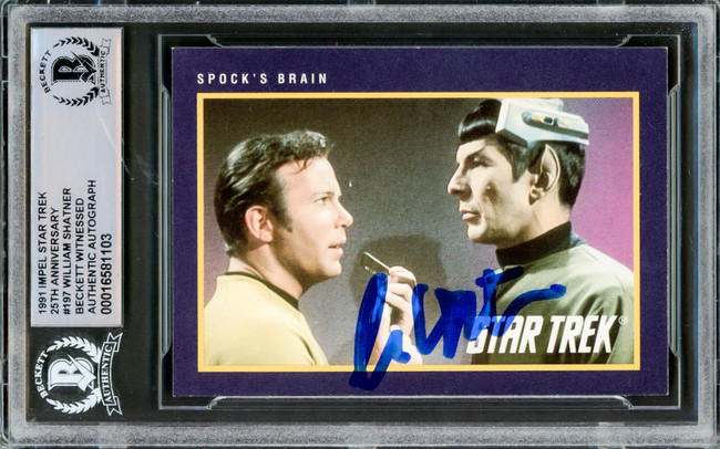 William Shatner Autographed 1991 Impel 25th Anniversary Card #197 Star Trek Captain Kirk Beckett BAS #16581103