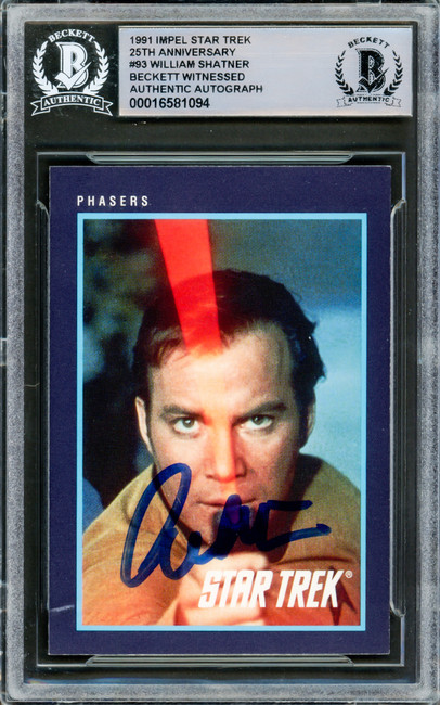 William Shatner Autographed 1991 Impel 25th Anniversary Card #93 Star Trek Captain Kirk Beckett BAS #16581094