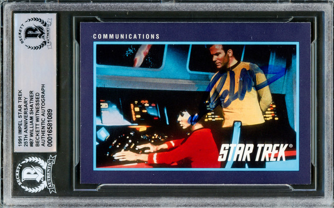 William Shatner Autographed 1991 Impel 25th Anniversary Card #87 Star Trek Captain Kirk Beckett BAS #16581089