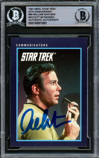 William Shatner Autographed 1991 Impel 25th Anniversary Card #89 Star Trek Captain Kirk Beckett BAS #16581093