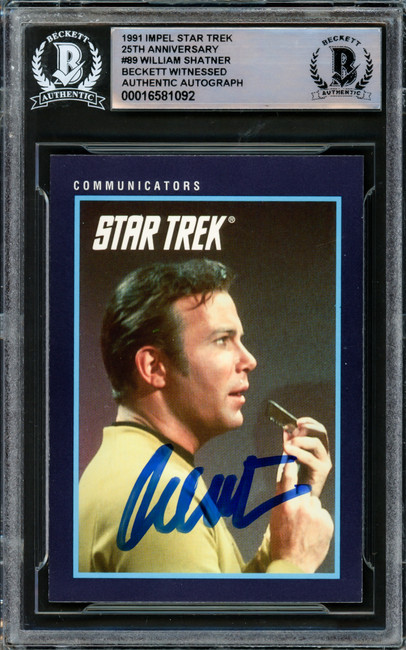 William Shatner Autographed 1991 Impel 25th Anniversary Card #89 Star Trek Captain Kirk Beckett BAS #16581092