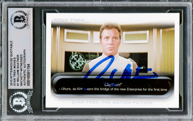 William Shatner Autographed 2010 Rittenhouse Quotable Card #1 Star Trek Captain Kirk Beckett BAS #16581154