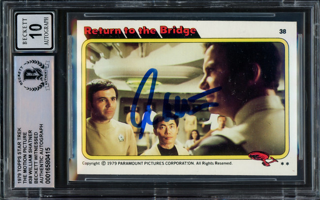 William Shatner Autographed 1979 Topps The Motion Picture Card #38 Star Trek Captain Kirk Auto Grade Gem Mint 10 Beckett BAS #16580415