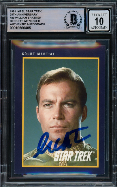 William Shatner Autographed 1991 Impel 25th Anniversary Card #29 Star Trek Captain Kirk Auto Grade Gem Mint 10 Beckett BAS #16580485