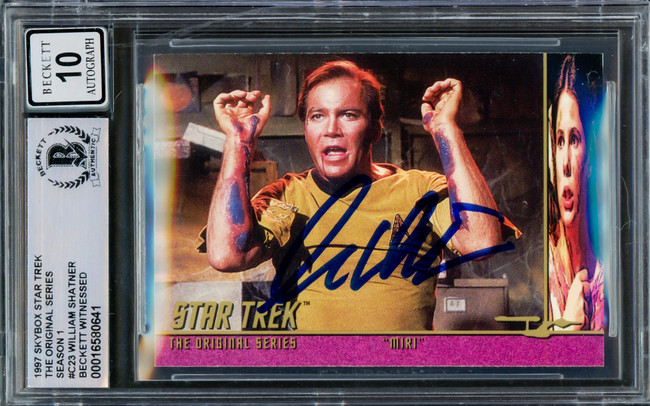 William Shatner Autographed 1997 Fleer Skybox Card #C23 Star Trek Captain Kirk Auto Grade Gem Mint 10 The Original Series Season 1 Beckett BAS #16580641