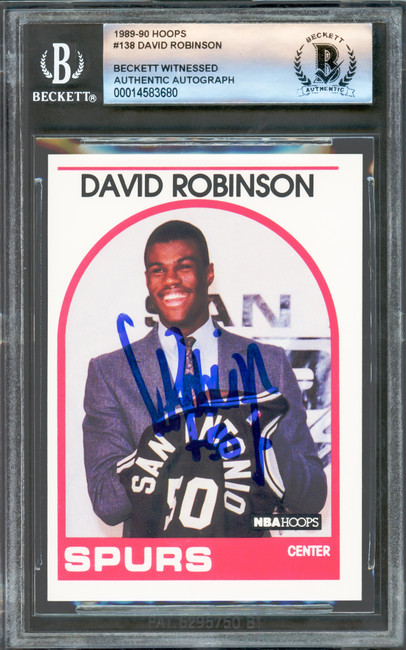 David Robinson Autographed 1989-90 Hoops Rookie Card #138 San Antonio Spurs Beckett BAS #14583680