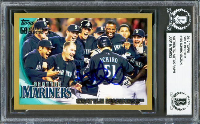 Ichiro Suzuki Autographed 2010 Topps Gold Card #199 Seattle Mariners Beckett BAS #16705092