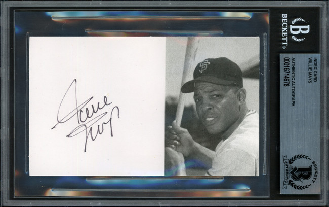 Willie Mays Autographed 3x5 Index Card San Francisco Giants Beckett BAS #16714678