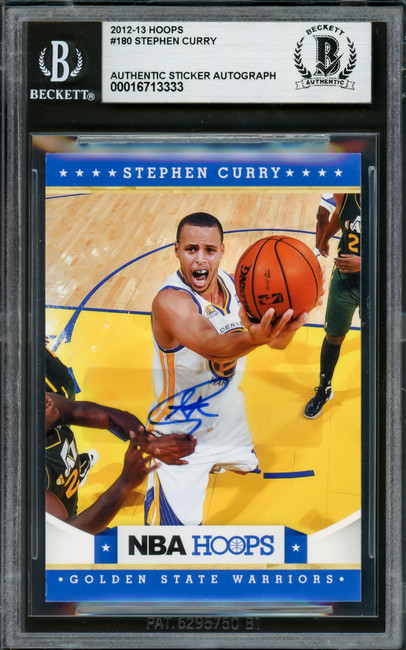 Stephen Curry Autographed 2012-13 Hoops Card #180 Golden State Warriors Beckett BAS #16713333