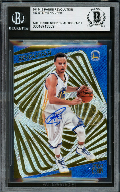 Stephen Curry Autographed 2015-16 Panini Revolution Card #47 Golden State Warriors Beckett BAS #16713359