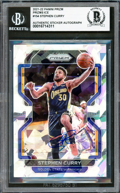 Stephen Curry Autographed 2021-22 Panini Prizm Ice Card #154 Golden State Warriors Beckett BAS #16714311