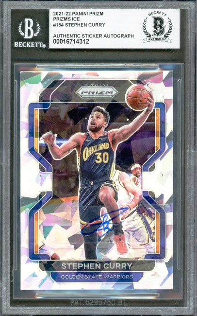 Stephen Curry Autographed 2021-22 Panini Prizm Ice Card #154 Golden State Warriors Beckett BAS #16714312