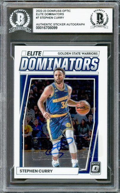 Stephen Curry Autographed 2022-23 Donruss Optic Elite Dominators Card #7 Golden State Warriors Beckett BAS #16708099