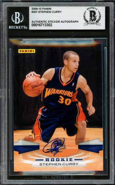 Stephen Curry Autographed 2009-10 Panini Rookie Card #307 Golden State Warriors Beckett BAS #16713302