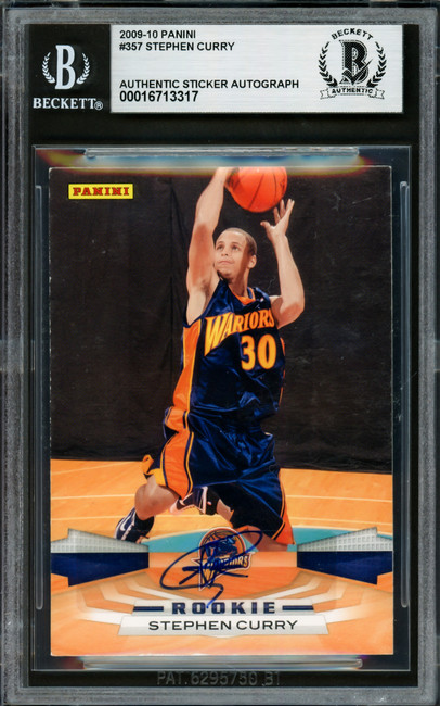 Stephen Curry Autographed 2009-10 Panini Rookie Card #357 Golden State Warriors Beckett BAS #16713317