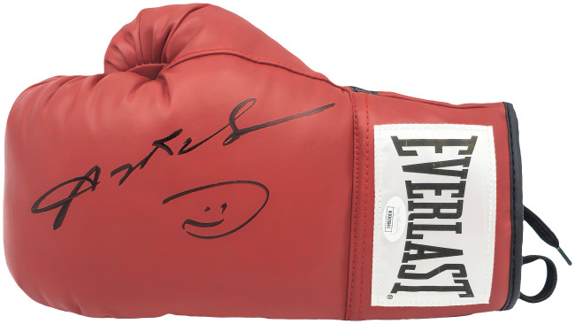 Sugar Ray Leonard Autographed Red Everlast Left Handed LH Boxing Glove JSA Stock #227968