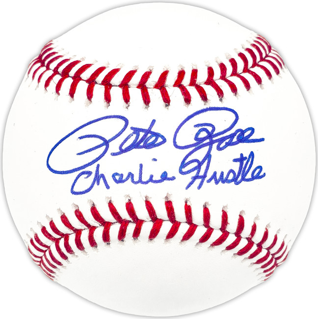 Pete Rose Autographed Official MLB Baseball Cincinnati Reds "Charlie Hustle" PR Holo Stock #227974