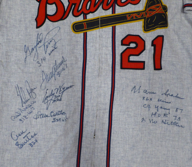 300 Win Club Autographed Jersey With 8 Signatures Including Nolan Ryan, Tom Seaver and Warren Spahn JSA #XX71926