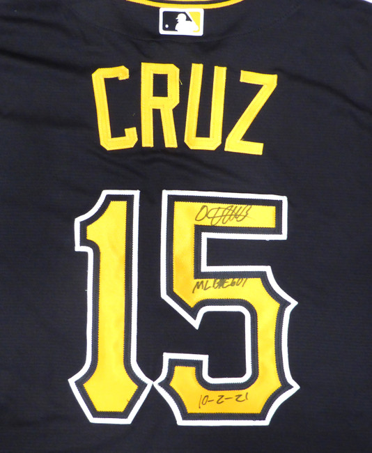 Pittsburgh Pirates Oneil Cruz Autographed Black Nike Jersey Size L "MLB Debut 10-2-21" Beckett BAS QR #BH038513