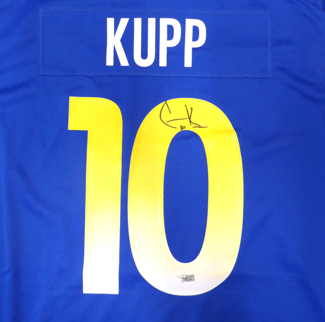 Los Angeles Rams Cooper Kupp Autographed Blue Nike Jersey Size XL Fanatics Holo #B504920