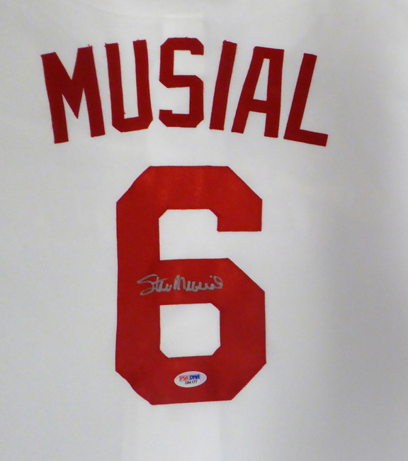 St. Louis Cardinals Stan Musial Autographed White Majestic Jersey PSA/DNA #D94177