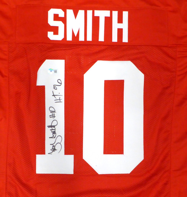 Ohio State Buckeyes Troy Smith Autographed Red Jersey "HT 06" Beckett BAS QR #WZ80695