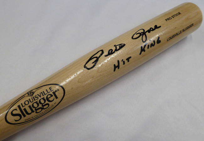 Pete Rose Autographed Blonde Louisville Slugger Bat Cincinnati Reds "Hit King" Beckett BAS QR #W787900