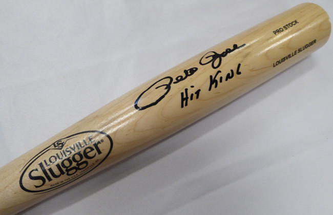 Pete Rose Autographed Blonde Louiville Slugger Bat Cincinnati Reds "Hit King" Beckett BAS QR #W787907
