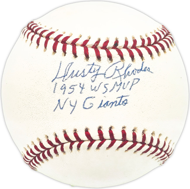 Dusty Rhodes Autographed Official MLB Baseball New York Giants "1954 WS MVP" Beckett BAS QR #BM25874