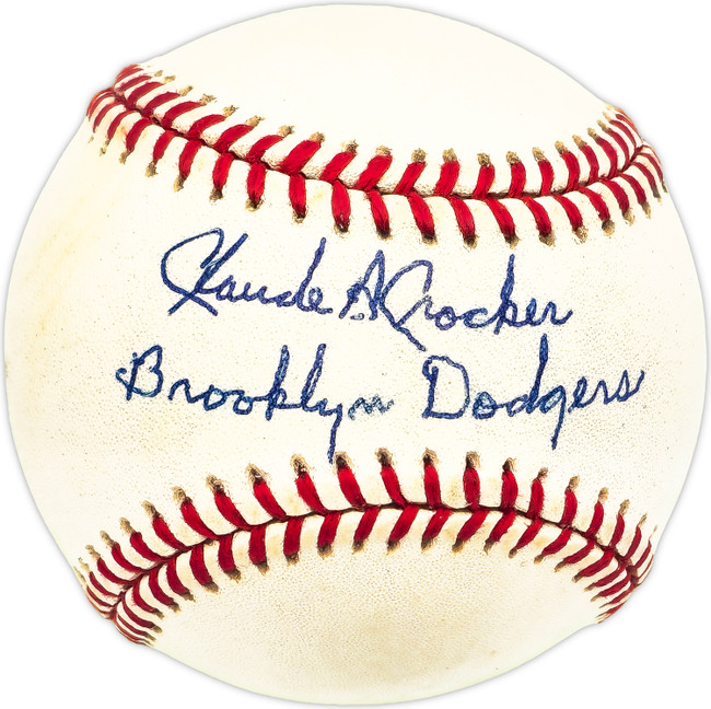 Claude Crocker Autographed Official NL Baseball Brooklyn Dodgers "Brooklyn Dodgers" Beckett BAS QR #BM25929