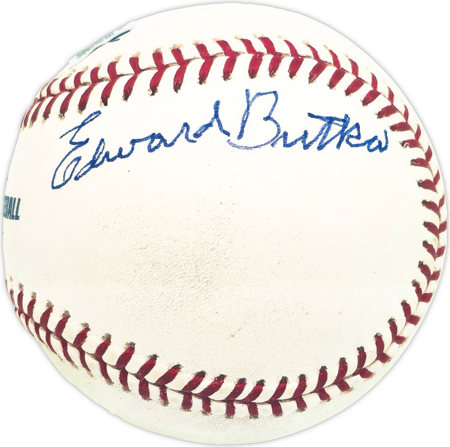 Edward Ed Butka Autographed Official MLB Baseball Washington Senators Beckett BAS QR #BM25914