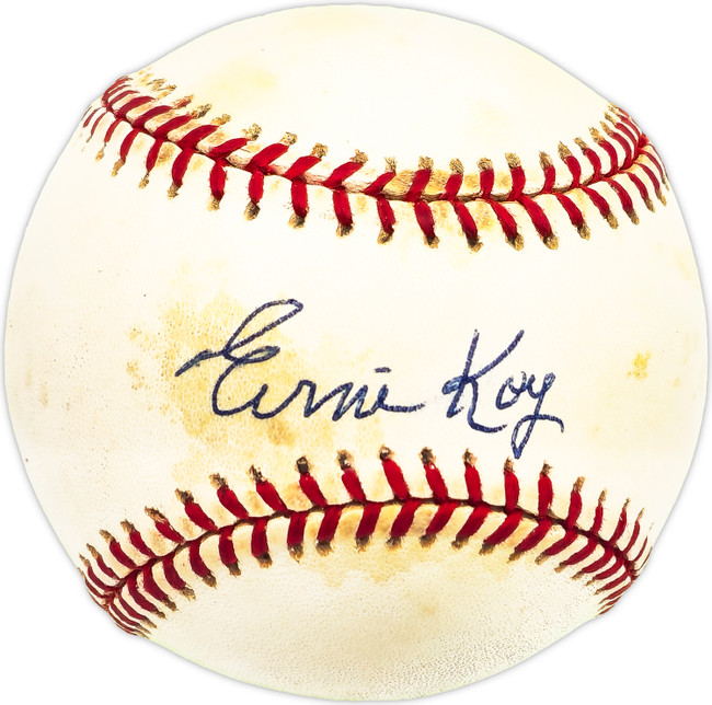 Ernie Koy Autographed Official NL Baseball Brooklyn Dodgers Beckett BAS QR #BM25934