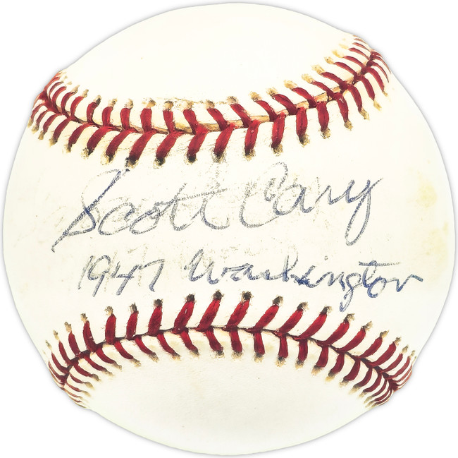 Scott Cary Autographed Official MLB Baseball Washington Senators "1947 Washington" Beckett BAS QR #BM25904