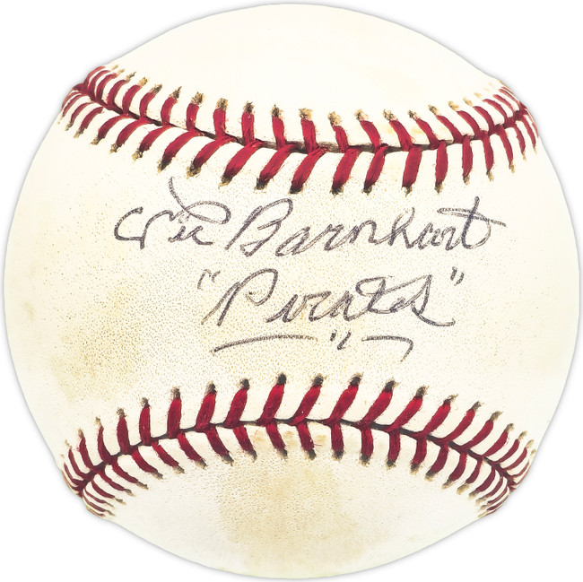 Vic Barnhart Autographed Official MLB Baseball Pittsburgh Pirates "Pirates" Beckett BAS QR #BM25897