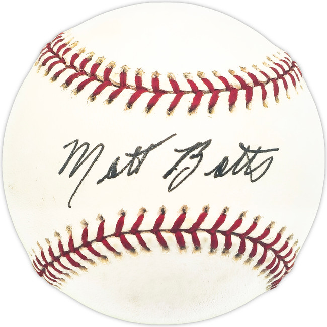 Matt Batts Autographed Official AL Baseball Boston Red Sox, Cincinnati Reds Beckett BAS QR #BM25862