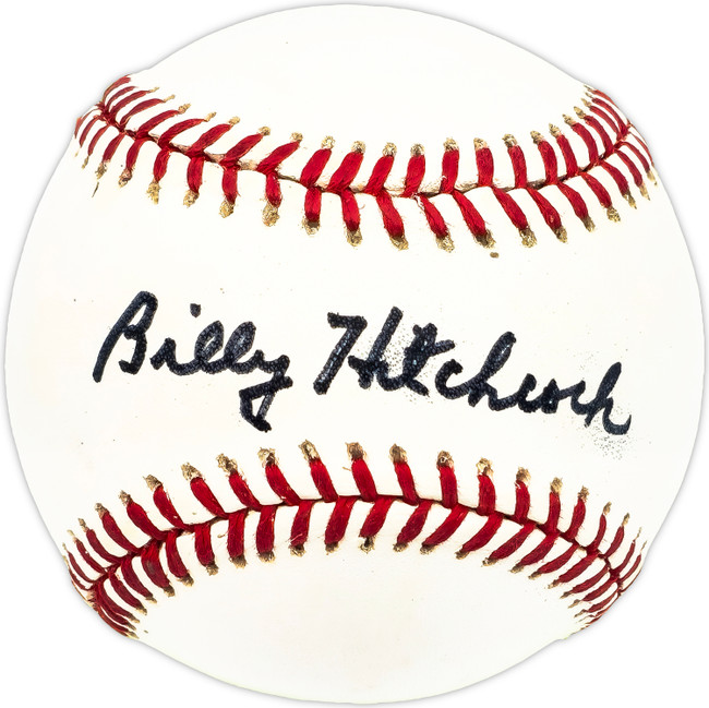 Billy Hitchcock Autographed Official AL Baseball Detroit Tigers Beckett BAS QR #BM17797