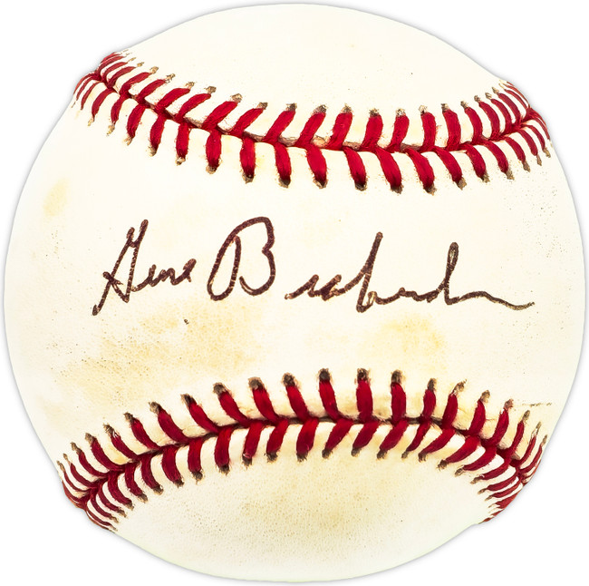 Gene Brabender Autographed Official AL Baseball Orioles, Pilots Beckett BAS QR #BM17804