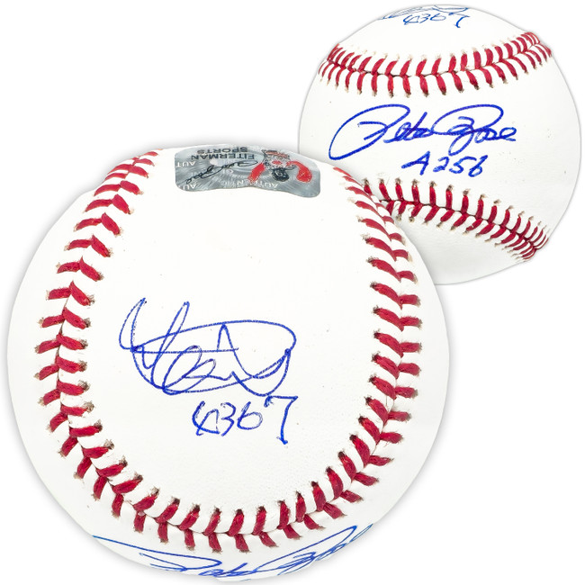 Ichiro Suzuki & Pete Rose Autographed Official MLB Baseball "4367 & 4256" PR & IS Holo SKU #229958